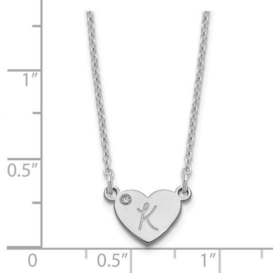 Genuine Diamond Heart Initial Pendant Necklace- Sparkle & Jade-SparkleAndJade.com 