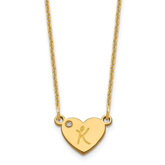 Genuine Diamond Heart Initial Pendant Necklace- Sparkle & Jade-SparkleAndJade.com XNA137GP