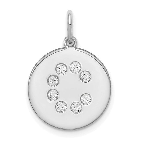 Genuine Diamond Initial Disc Charm Pendant- Sparkle & Jade-SparkleAndJade.com 