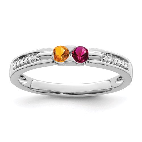 Genuine Diamond Mother's Family Birthstone Ring- Sparkle & Jade-SparkleAndJade.com XMRW43/2