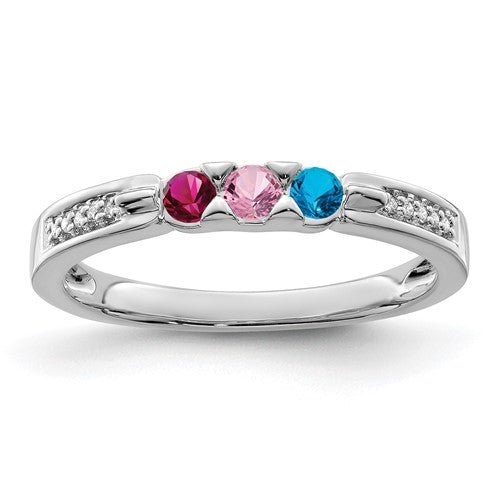 Genuine Diamond Mother's Family Birthstone Ring- Sparkle & Jade-SparkleAndJade.com XMRW43/3