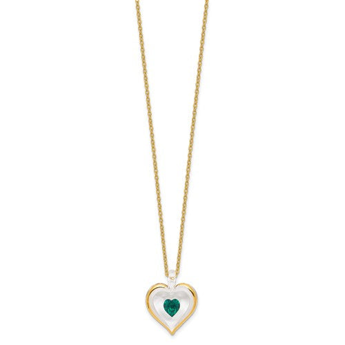 Glass Baron Birthstone Gold Trim Heart Necklaces- Sparkle & Jade-SparkleAndJade.com 