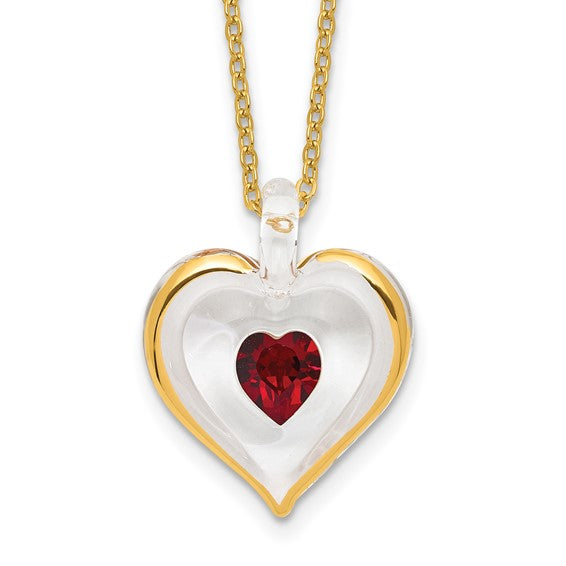 Glass Baron Birthstone Gold Trim Heart Necklaces- Sparkle & Jade-SparkleAndJade.com GM9400