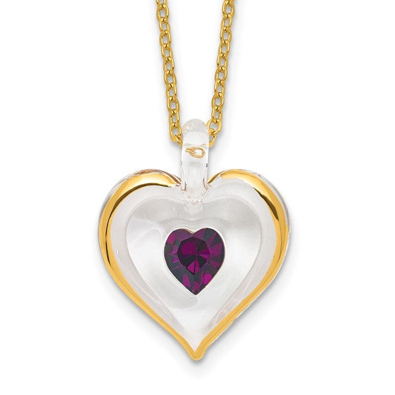 Glass Baron Birthstone Gold Trim Heart Necklaces- Sparkle & Jade-SparkleAndJade.com GM9401