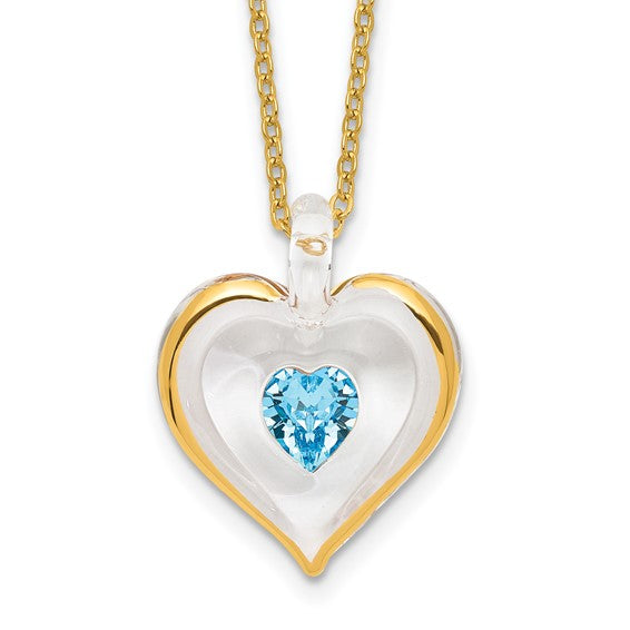 Glass Baron Birthstone Gold Trim Heart Necklaces- Sparkle & Jade-SparkleAndJade.com GM9402