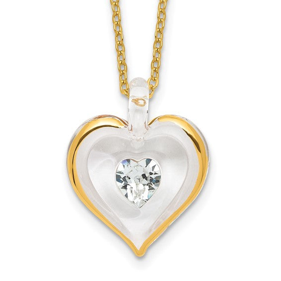 Glass Baron Birthstone Gold Trim Heart Necklaces- Sparkle & Jade-SparkleAndJade.com GM9403