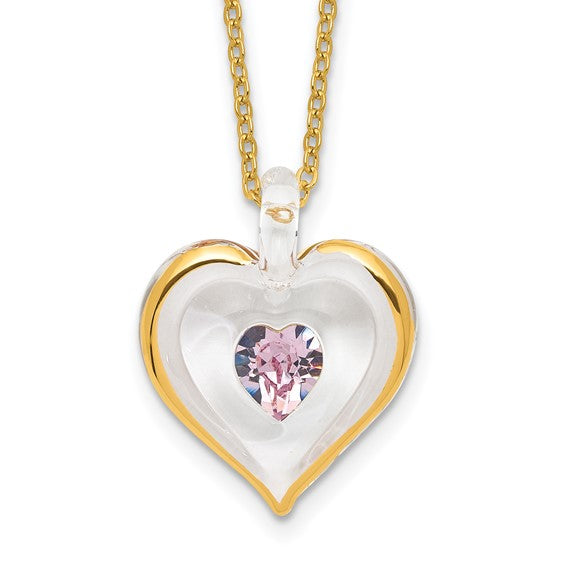 Glass Baron Birthstone Gold Trim Heart Necklaces- Sparkle & Jade-SparkleAndJade.com GM9405
