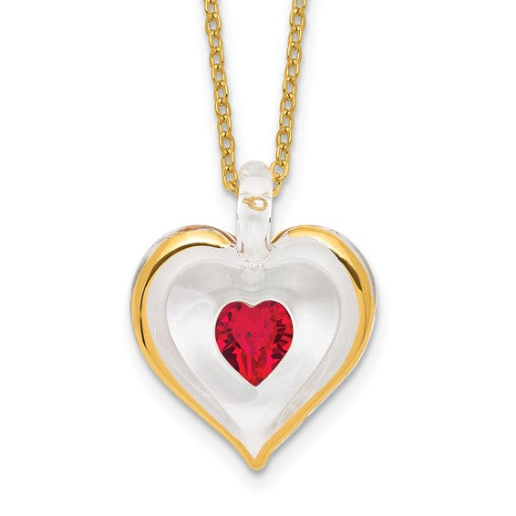 Glass Baron Birthstone Gold Trim Heart Necklaces- Sparkle & Jade-SparkleAndJade.com GM9406