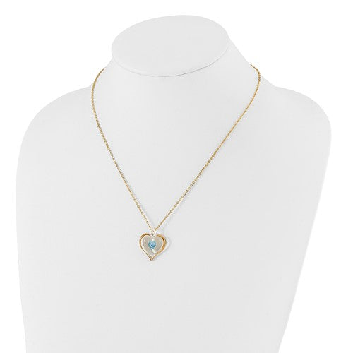 Glass Baron December Birthstone Gold Trim Heart Necklace- Sparkle & Jade-SparkleAndJade.com GM9411