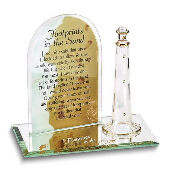 Glass Baron Footprints In The Sand Lighthouse Glass Figurine- Sparkle & Jade-SparkleAndJade.com GM6682