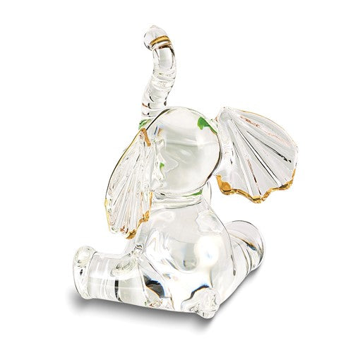 Glass Baron Good Luck Clover Lucky Elephant Glass Figurine w/ Swarovski Elements- Sparkle & Jade-SparkleAndJade.com GP6052 // S3 175-L
