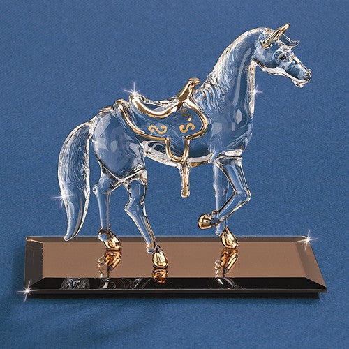 Glass Baron Handcrafted Horse Glass Figurine w/ 22k Gold Gilding- Sparkle & Jade-SparkleAndJade.com GM1213