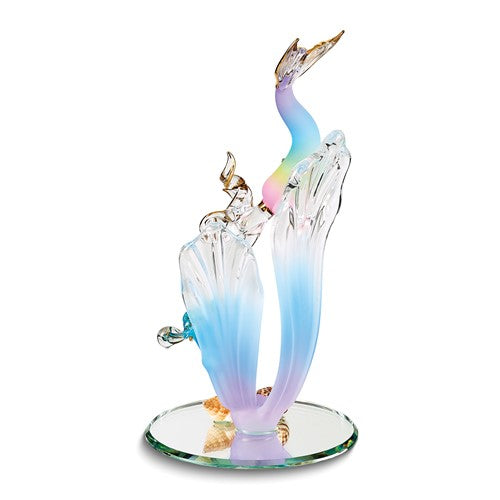 Glass Baron Mermaid and Turtle with Shells Handcrafted Glass Figurine- Sparkle & Jade-SparkleAndJade.com GM24992