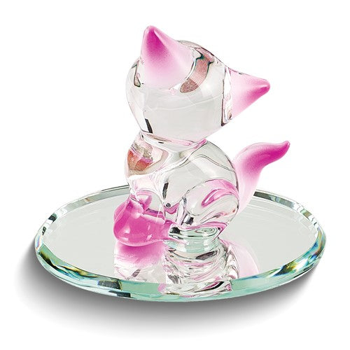 Glass Baron Pink Crystal Kitty Cat with Heart Glass Baron Figurine- Sparkle & Jade-SparkleAndJade.com HC2 105 GM6690