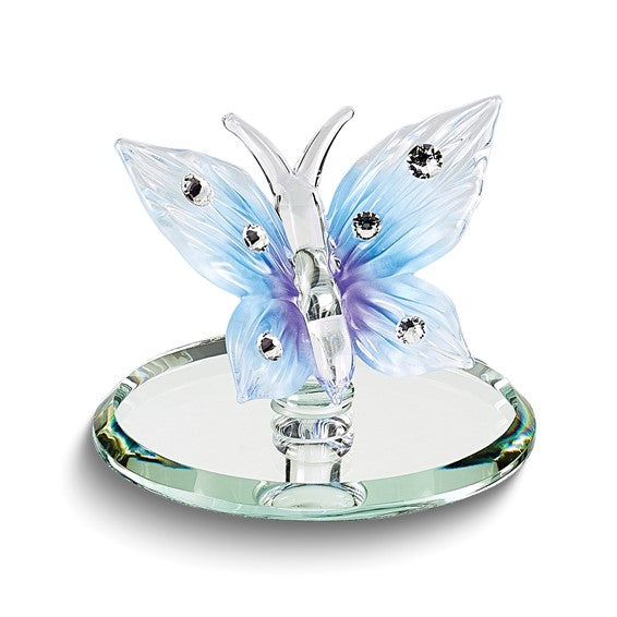 Glass Baron Small Blue Butterfly Glass Figurine- Sparkle & Jade-SparkleAndJade.com GP1144