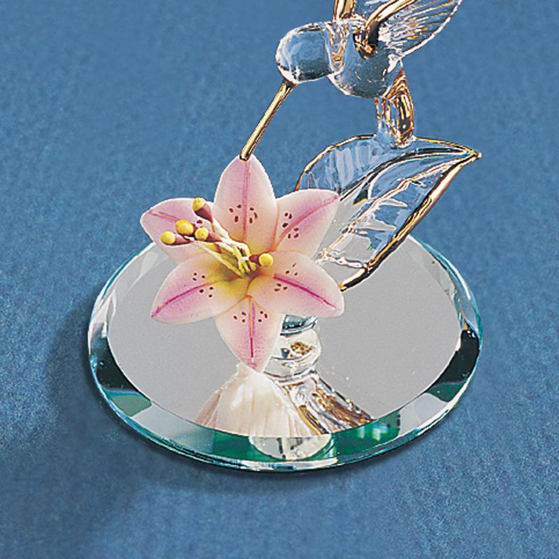 Glass Baron Small Hummingbird & Porcelain Lily Glass Figurine- Sparkle & Jade-SparkleAndJade.com GL3736
