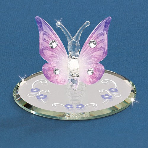 Glass Baron Small Lavender Butterfly Glass Figurine w/ Swarovski Elements- Sparkle & Jade-SparkleAndJade.com GM15136