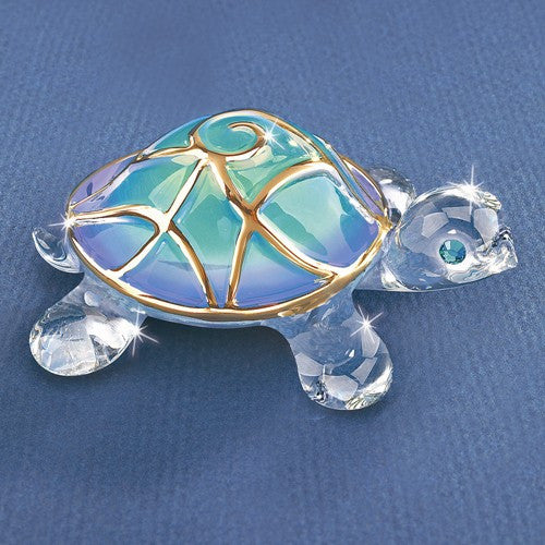 Glass Baron Tiffany The Turtle Glass Figurine w/ 22k Gold- Sparkle & Jade-SparkleAndJade.com GM1209 S3 199