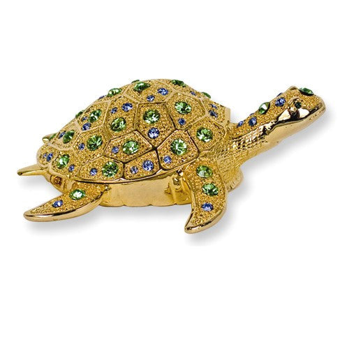 Gold Sea Turtle Green Crystal Trinket Box- Sparkle & Jade-SparkleAndJade.com BJ2044