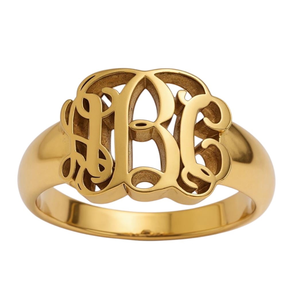 Monogram Signet Ring in Sterling Silver or Solid Gold- Sparkle & Jade-SparkleAndJade.com 