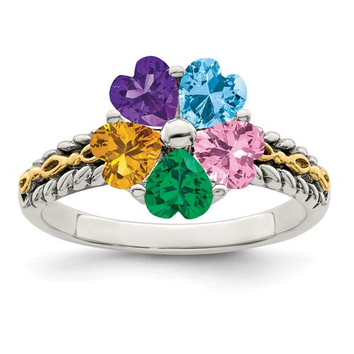 Heart Mother's Family Birthstone Ring- Sparkle & Jade-SparkleAndJade.com QMR16
