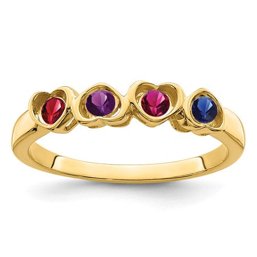 Heart Mother's Family Birthstone Ring- Sparkle & Jade-SparkleAndJade.com XMR85/4SS