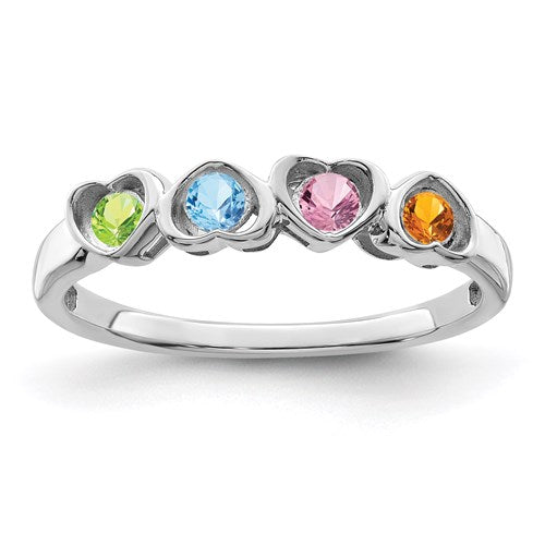 Heart Mother's Family Birthstone Ring- Sparkle & Jade-SparkleAndJade.com XMR85/4SS