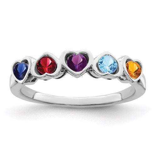 Heart Mother's Family Birthstone Ring- Sparkle & Jade-SparkleAndJade.com XMR85/5SS