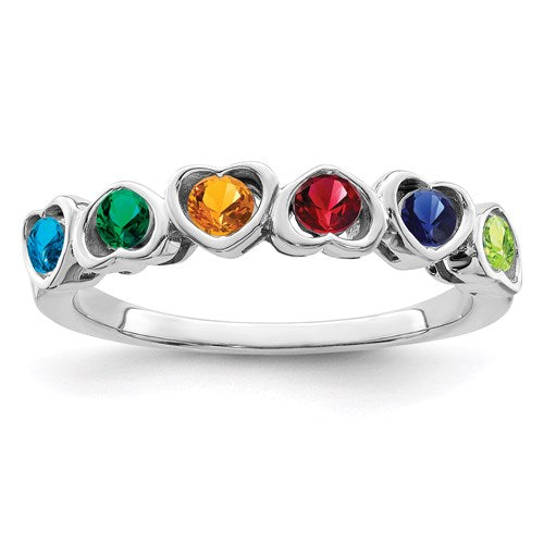 Heart Mother's Family Birthstone Ring- Sparkle & Jade-SparkleAndJade.com XMR85/6SS