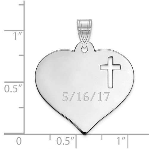 Heart with Cutout Cross and Engraving Pendant- Sparkle & Jade-SparkleAndJade.com 