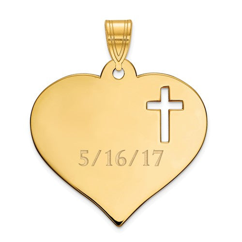 Heart with Cutout Cross and Engraving Pendant- Sparkle & Jade-SparkleAndJade.com XNA787GP
