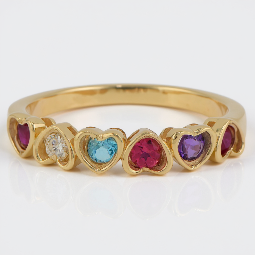 Heart Mother's Family Birthstone Ring- Sparkle & Jade-SparkleAndJade.com 