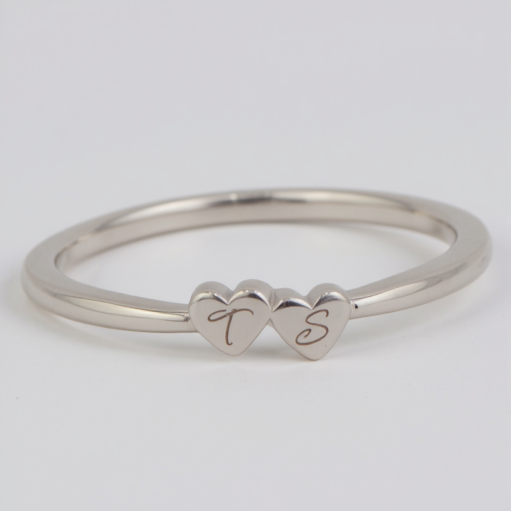Heart with Engraved Initials Ring- Sparkle & Jade-SparkleAndJade.com 