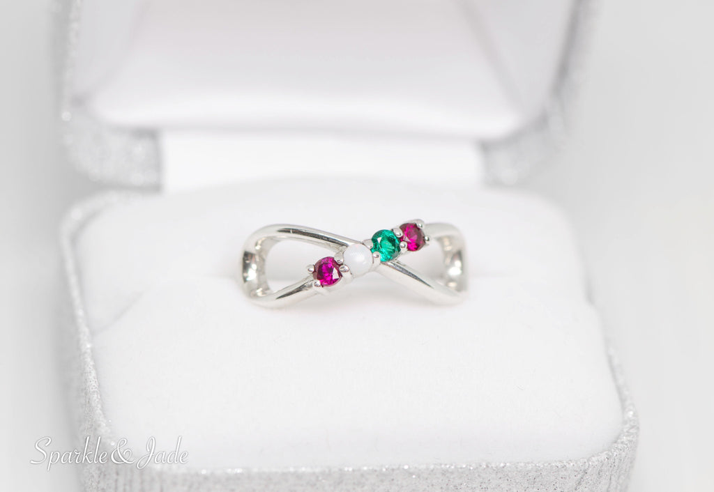 Classic Infinity Mother's Family Birthstone Ring- Sparkle & Jade-SparkleAndJade.com 