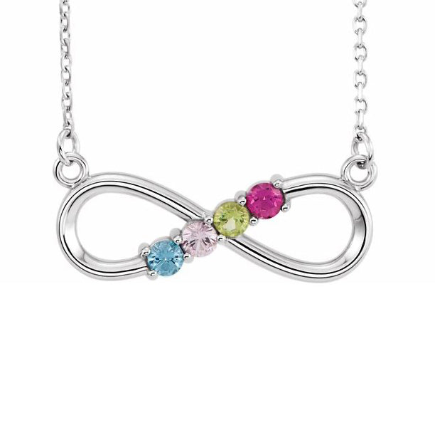 Infinity Mother's Family Birthstone Station Pendant Necklace- Sparkle & Jade-SparkleAndJade.com 