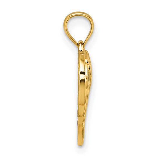 14k Gold Diamond-cut Cut-out Wings In Heart Shape Pendant- Sparkle & Jade-SparkleAndJade.com 