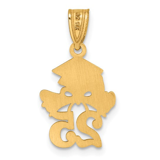 14k Gold Graduation Cap 2025 with Dangling Tassle 21mm Charm Pendant- Sparkle & Jade-SparkleAndJade.com 