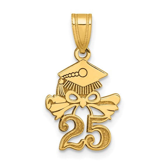 14k Gold Graduation Cap 2025 with Dangling Tassle 21mm Charm Pendant- Sparkle & Jade-SparkleAndJade.com 