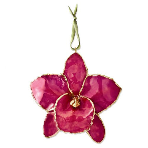 Lacquer & Gold Dipped Natural Fuchsia Cattleya Orchid Ornament- Sparkle & Jade-SparkleAndJade.com GM8311