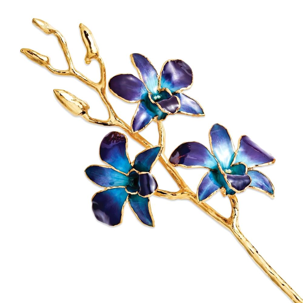 Lacquer Dipped 24k Gold Trimmed Purple and Blue Orchid Stem- Sparkle & Jade-SparkleAndJade.com GM8315 699PB