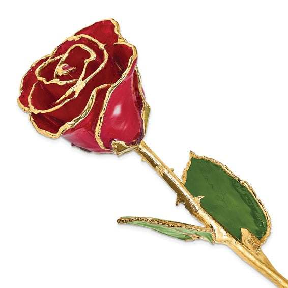Lacquer Dipped Gold Trim Red Real Rose- Sparkle & Jade-SparkleAndJade.com GP9341