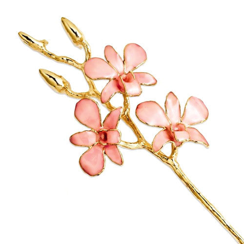 Lacquer Dipped 24k Gold Trimmed Pink Orchid Stem- Sparkle & Jade-SparkleAndJade.com GM8314