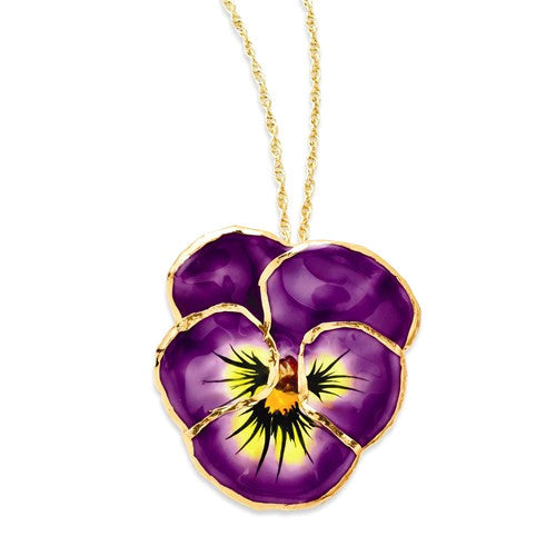 Lacquer 24k Dipped Lilac Pansy 20" Necklace- Sparkle & Jade-SparkleAndJade.com BF2023-20