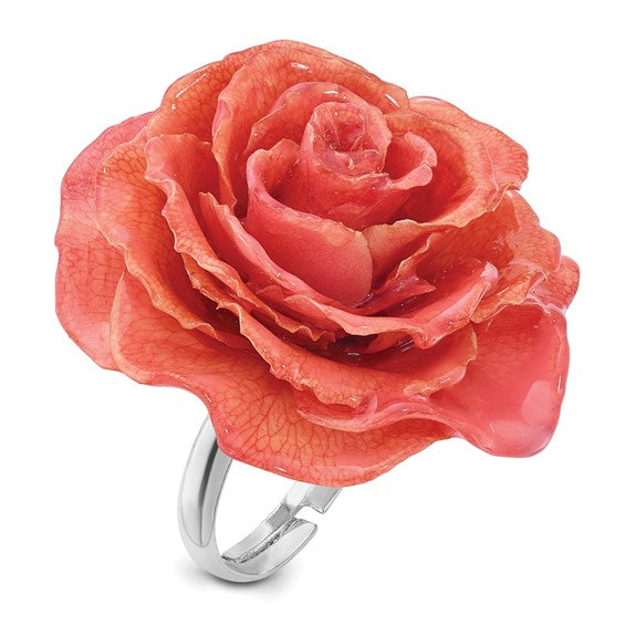 Lacquer Dipped Pink Real Rose Adjustable Ring- Sparkle & Jade-SparkleAndJade.com BF1326