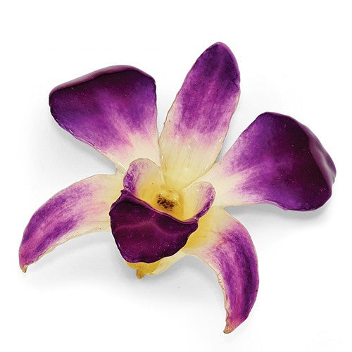 Lacquer Dipped Purple & White Dendrobium Orchid Pin- Sparkle & Jade-SparkleAndJade.com BF2779