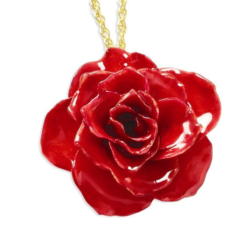 Lacquer Dipped Real Red Rose 20" Necklace- Sparkle & Jade-SparkleAndJade.com BF1334-20