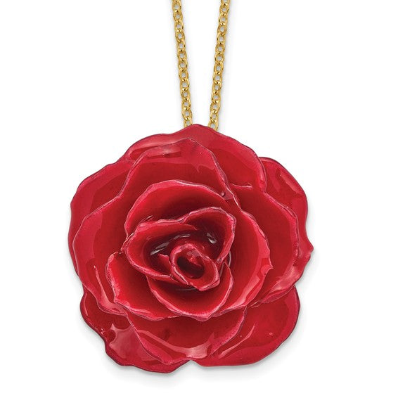 Lacquer Dipped Real Red Rose Necklace- Sparkle & Jade-SparkleAndJade.com BF1334-20