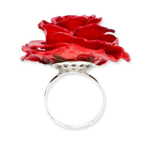 Lacquer Dipped Red Real Rose Adjustable Ring- Sparkle & Jade-SparkleAndJade.com BF1327
