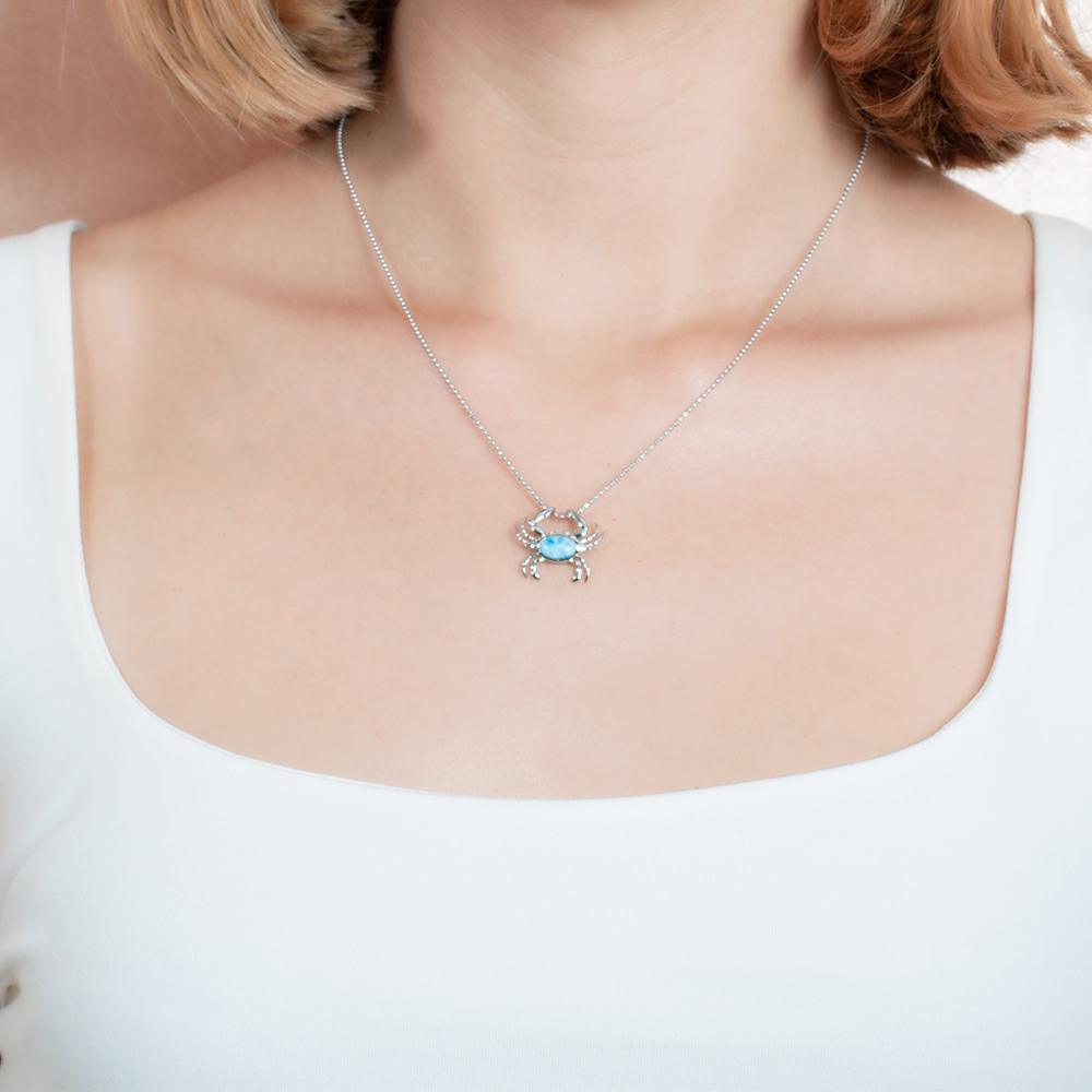 Larimar Atlantic Blue Crab Pendant- Sparkle & Jade-SparkleAndJade.com 581-81-01