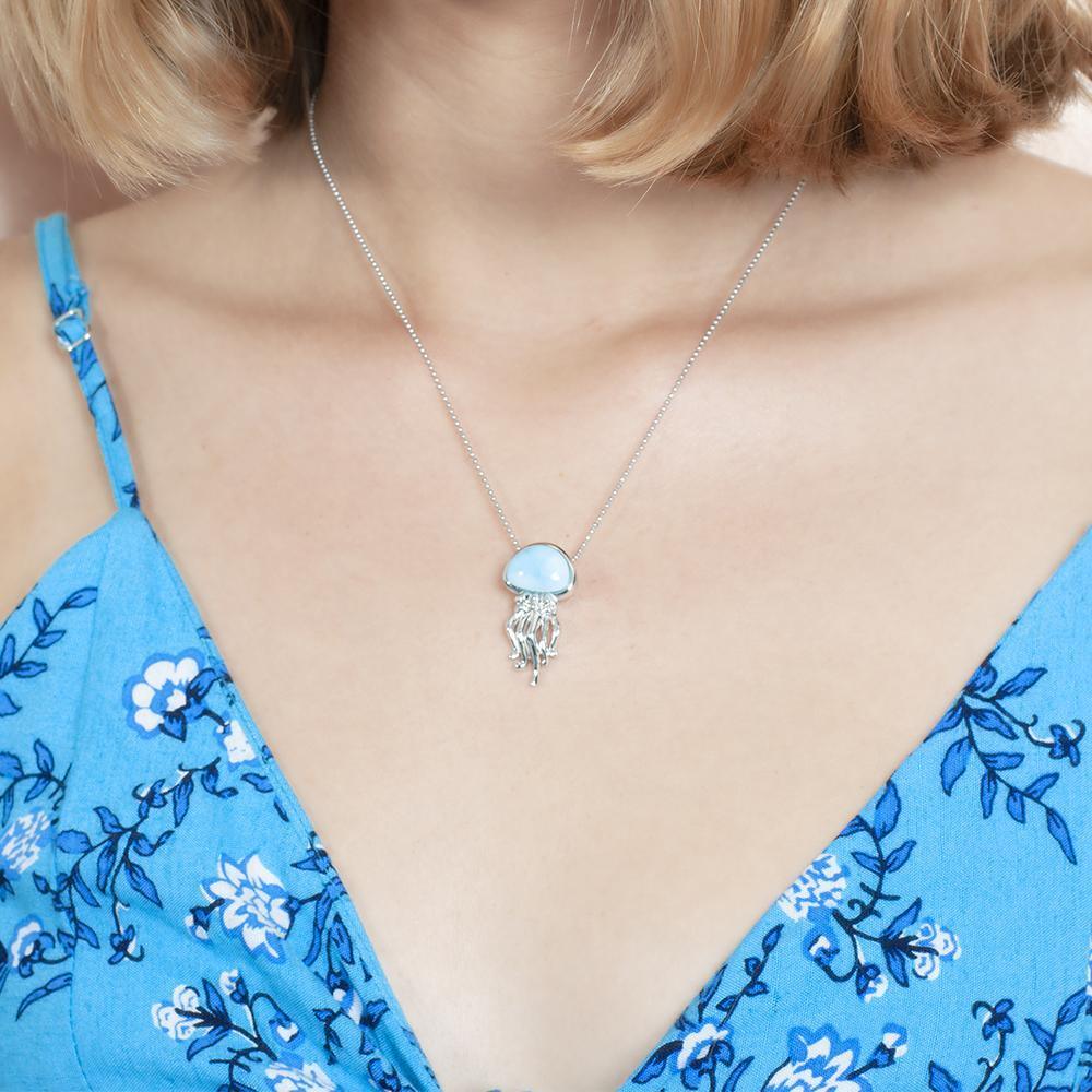 Larimar Button Jellyfish Pendant- Sparkle & Jade-SparkleAndJade.com 902-81-01